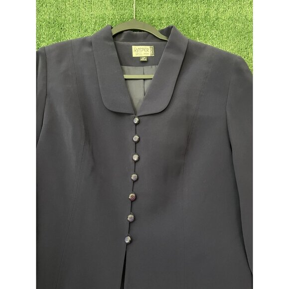 Kasper Asl Dress Blazer Jacket Petite Women's Navy Blue Button Size 14P - Picture 3 of 11
